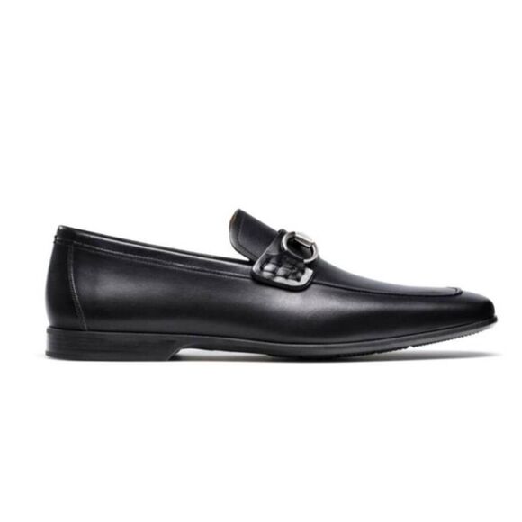 MAGNANNI Black Leather Bit Loafer Size 11.5M - Picture 1 of 7